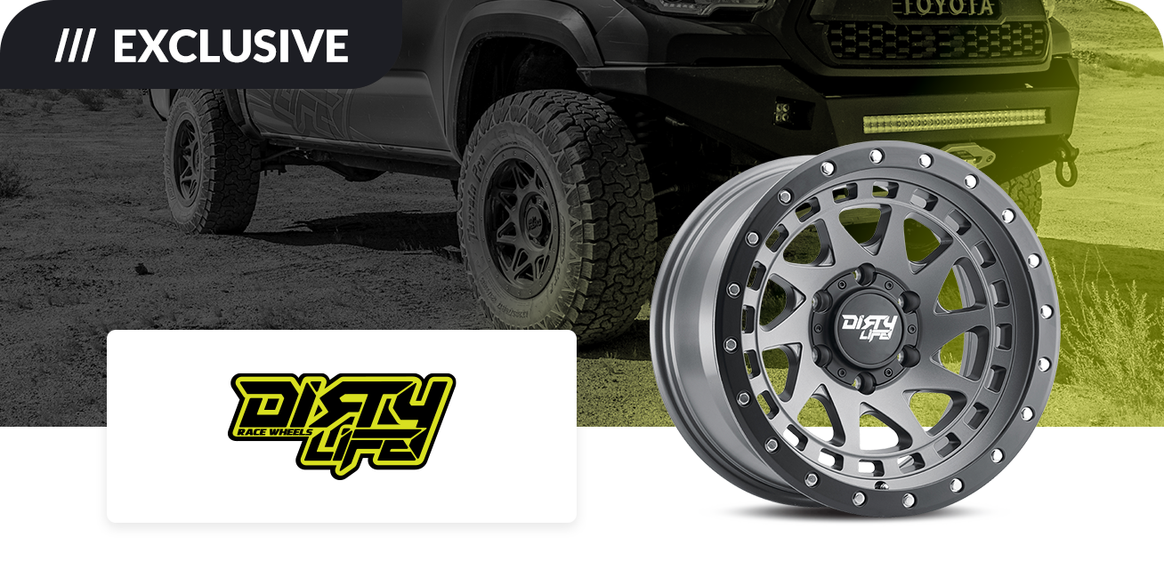 Get $100 back when you purchase a set of four (4) select Dirty Life wheels