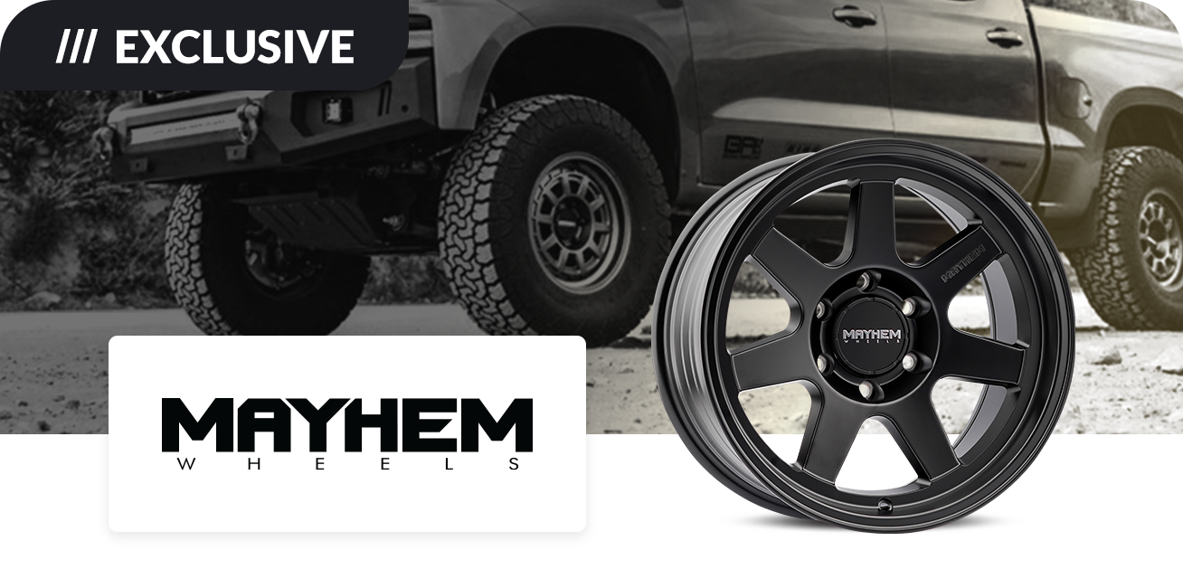 Get $100 back when you purchase a set of four (4) select Mayhem wheels