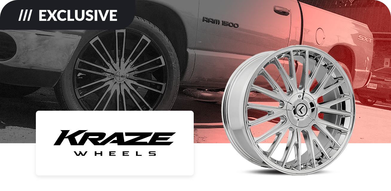 Get $100 back when you purchase a set of four (4) select Kraze wheels