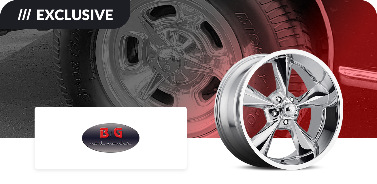 Get $100 back when you purchase a set of four (4) select B/G Rod Works wheels